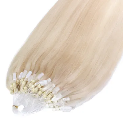 Immagine prodotto di hair2heart Premium Microring Extension capelli umani lisci - 25 ciocche 1g 60cm 10/0 biondo chiaro