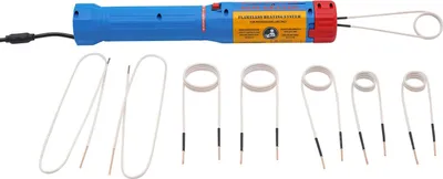 Image de Appareil de chauffage par induction pour boulons - Kit d'appareils manuels - 100 W - 220 V - max. 800 °C - 8 bobines - pour desserrer les boulons et écrous automobiles - bleu