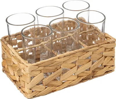 Obrázek produktu pro Sklenice na koktejly v košíku z pleteniny, 6 ks