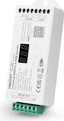 Produktbild von MiBoxer D2-CX DMX512 Decoder – 2 Kanal, 2x10 A, 12-24 V, RDM, einstellbare PWM
