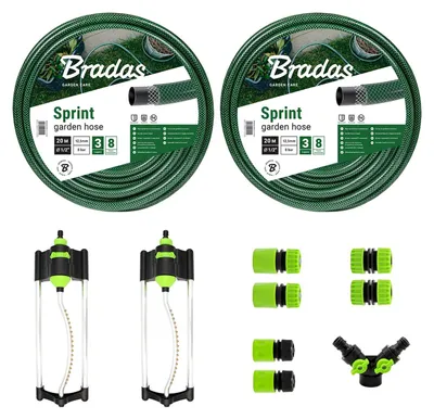 Produktbild von 1/2" Gartenbewässerungsset 2 Viereckregner mit Gartenschlauch 50m
