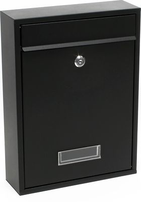 Wiltec Briefkasten schwarz V11 Postkasten mit Namensschild, großem Briefschlitz und 2 Schlüsseln Wandbriefkasten aus pulverbeschichtetem Stahl