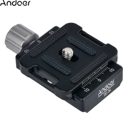 Zdjęcie produktu dla Andoer DC-34 – adapter z płytką szybkiej wymiany i śrubą 1/4" do głowicy statywowej Arca-Swiss AS Standard QR