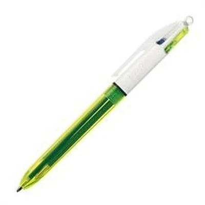 Produktbild von BIC 4Colours Fluo, Anklippbarer versenkbarer Stift, Grün, Weiß, Schwarz, Blau, Rot, Gelb, Kunststoff, 1,6 mm, 0,42 mm