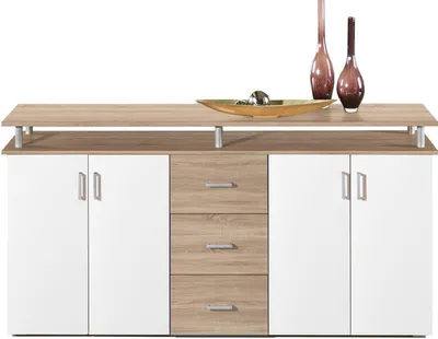 Produktbild von Highboard Kommode Standschrank Sideboard Anrichte Beistellschrank "Lyndy I" Sonoma-Eiche / Weiß