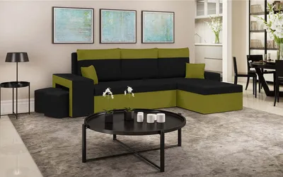 Produktbild von Ecksofa DAKOTA2 mit Schlaffunktion - Schwarz/Grün