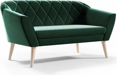 Produktbild von BETTSO Klassisch Sofa 2 Sitzer Scandinavisches Design Holzbeinen Elegantes Couch Polstersofa für Wohnzimmer VIVA 2 Grün Dunkelgrün Flaschengrün