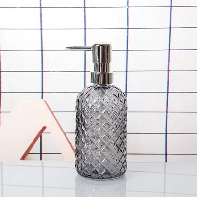 Produktbild von Seifenspender für Bad & Küche aus Glas mit 304 rostfreier Edelstahlpumpe (grau)