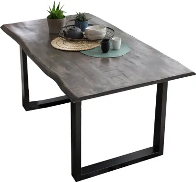 Obrázek produktu pro Stůl 160x85 cm, mango šedá-hrubo řezaná, rám černý