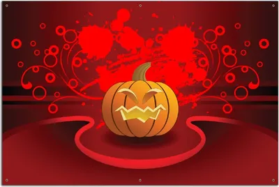 Produktbild von Wallario Outdoor-Poster für Garten oder Balkon, Motiv Geschnitzter Halloween-Kürbis im Comic Stil, in ca. 61 x 91,50 cm