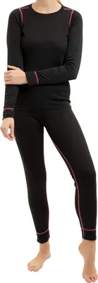 Produktbild von POLARDRY Damen Thermo Wäsche Set - Warme lange Unterwäsche - Schwarz-Pink L