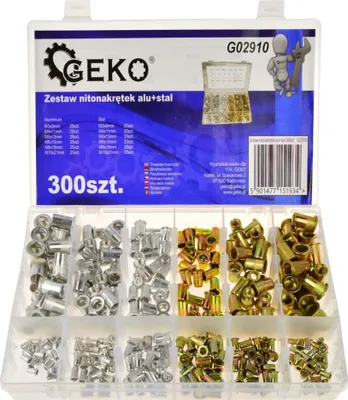 Obrázek produktu pro GEKO Sada nýtovacích matic hliník/ocel 300ks G02910