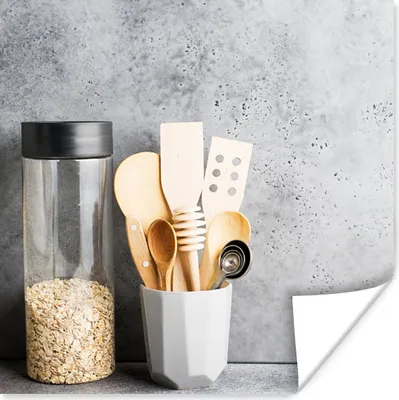 Produktbild von MuchoWow® Poster Müsli - Spatel - Küchenutensilien 50x50 cm - Wohnzimmerdekoration