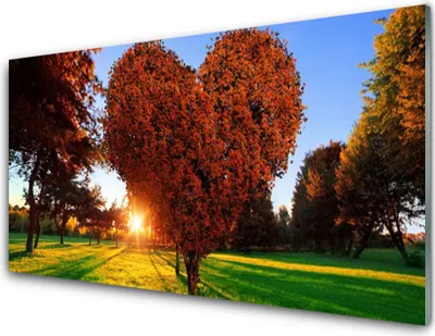 Immagine prodotto di Stampe su vetro acrilico 100x50: quadro decorativo con soggetto sole, alberi e natura