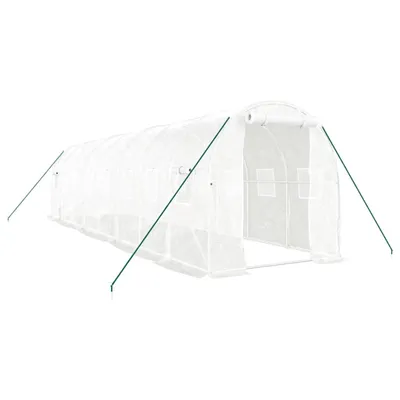 Produktbild von vidaXL Gewächshaus mit Stahlrahmen Weiß 16 m² 8x2x2 m