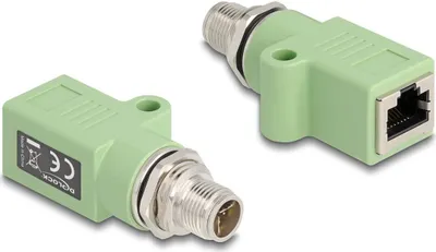 Produktbild von DELOCK M12 Adapter X-kodiert 8 Pin St zu RJ45 Bu gerade grün