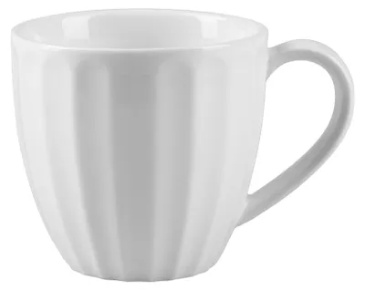 Porzellan-Mok 21 cl, Ø 7,5 cm, Höhe 7 cm, Weiß, Relief