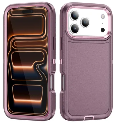 Produktbild von Handyhülle für iPhone 17 Pro Hybrid Dreilagige Militärischer Heavy Duty Stoßfeste Schutzhülle Lila