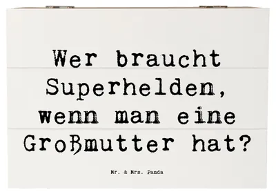 Produktbild von Mr. & Mrs. Panda Box aus Holz Spruch Großmutter Liebe 22 x 15 cm - Weiß - Geschenk, Kiste mit Deckel, Familie, für, Fürsorge, Geschenke, Trost, zur, Holztruhe, fotobox