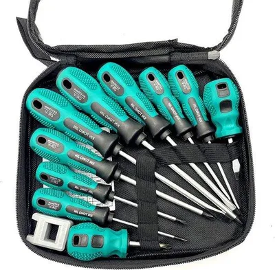Produktbild von Magnetischer Werkzeugkoffer mit Anti-Rutsch-Griff - Kreuzschraubendreher, Schlitzschraubendreher und Universal-Flachschraubendreher.