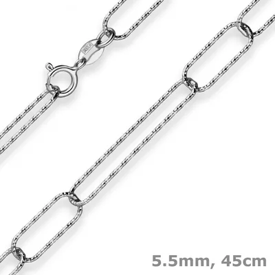 5-5mm-Ankerkette-gerieft-Paper-Clip-925-Silber-rhodiniert-45cm