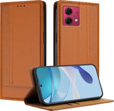 Produktbild von Handyhülle für Motorola Moto G84 Leder Flip Klappbare Schutzhülle mit Standfunktion Braun