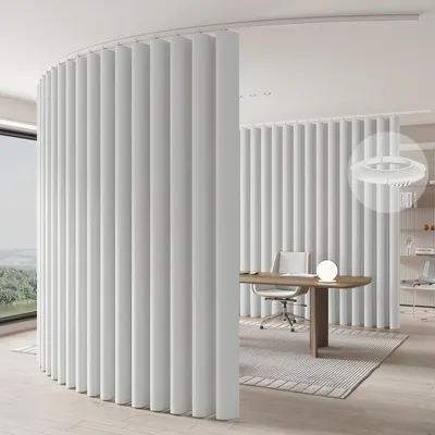 Imagen del producto de Divisores de ambiente, cortina, protección visual flexible, 270x213 cm, montaje en techo, color blanco, para sala de estar