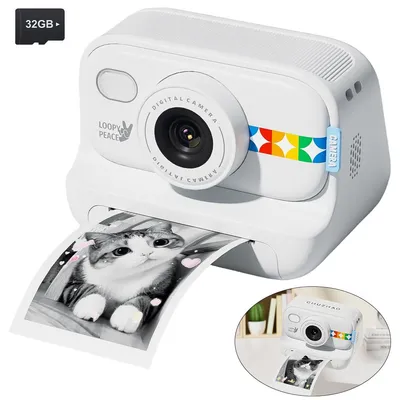Produktbild von Sofortbildkamera für Kinder,mit 32GB Karte & Zubehör,Kinderkamera für Kinder, 1080P HD Videokamera,3 Rollen Fotopapier,für Mädchen und Jungen