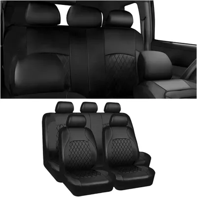 Produktbild von Autositzbezüge Set 9-teilig, Kunstleder, schwarz, für Auto