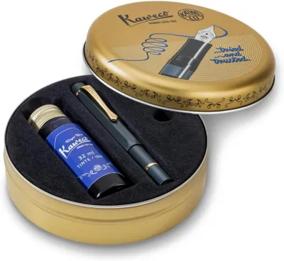 Productafbeelding van Kaweco PISTON SPORT AL navy/goud starterset - Klassieke aluminium zuigervulpen voor het opzuigen van inkt - Incl