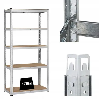 Zdjęcie produktu dla REGAŁ MAGAZYNOWY METALOWY 5x175 kg GARAŻU 180x90x40CM 875kg RIWALL RRG-01