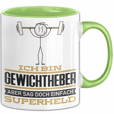 Produktbild von Gewichtheber Geschenk Tasse Ich Bin Gewichtheber Aber Sag Doch Einfach Superheld Lustige Geschenkdiee für Gewichtheber Kaffee-Becher (Grün)
