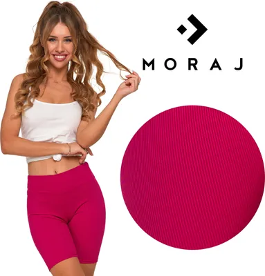 Obrázek produktu pro Moraj dámské krátké cyklistické šortky s vysokým pasem, žebrovaný streč, fuchsiová, L/XL
