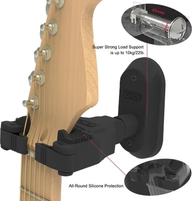 Produktbild von Gitarren-Wandhalterung, Aufhänger, Halter, Hakenständer, automatisches Verriegelungssystem für elektrische Akustikgitarren, Bass-Saiteninstrumente