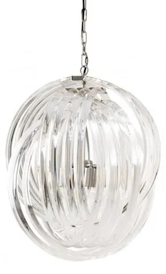 Image de Suspension Casa Padrino, luminaire de luxe en métal et acrylique, finition nickel, diamètre 50 cm, hauteur 57,5 cm
