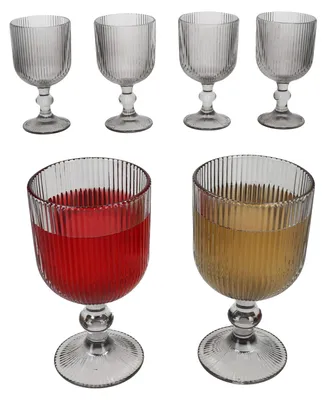 Produktbild von Agata 6x Rotweingläser grau 290ml Glas Relief Weißwein Rotwein Wasser