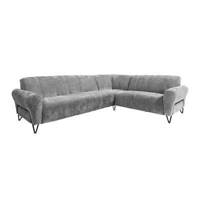 Produktbild von Beautysofa Ecksofa 295 cm, Moderne Couch, Sofa mit Schwarzen Metallbeinen - Seitenausführung: links, Polsterecke, VOLARE L - Form Grau Vega 13