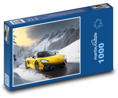 Obrázok produktu pre Puzzle 1000 Žlté športové auto v zasneženej krajine - martinpuzzle