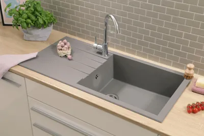 Produktbild von Küchenspüle Einbauspüle Spüle Granit Mineralite 100x50 Grau Respekta Houston