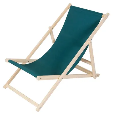 Produktbild von Sonnenliege Grün Strandmöbel Campingstuhl Holz klappbar Faltsitz Balkonsessel