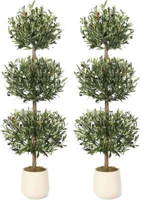 Produktbild von Künstlicher Olivenbaum, realistisches Kunstpflanze, Innen- und Außendekoration, grün