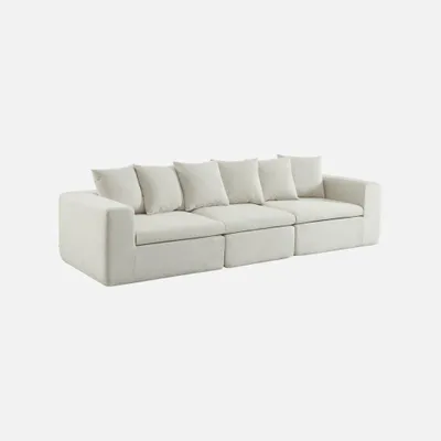Produktbild von sweeek - Modulares 3-Sitzer Sofa mit Chenille-Bezug - Weiß