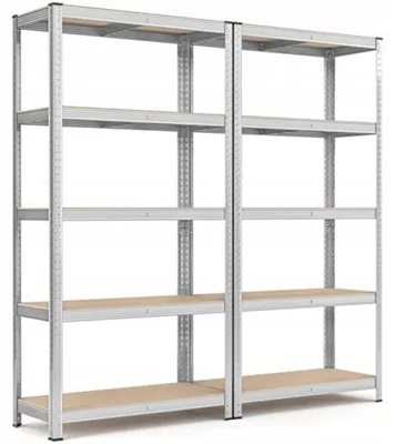 Obrázek produktu pro Kovový regál GLR040EZ02, 5 úrovní, do 875 kg, sada 2 ks, stříbrný -