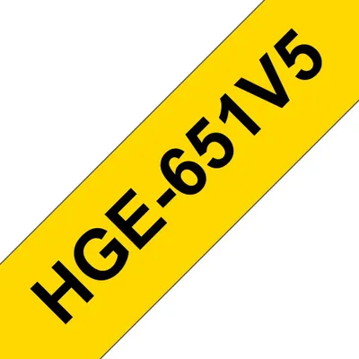 Image de Cassette de ruban Brother HGE-651V5 noir sur jaune