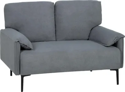 Obrázek produktu pro HOMCOM Dvoumístná pohovka 127 cm Malá čalouněná pohovka s područkami, vzhled sametu, šedá