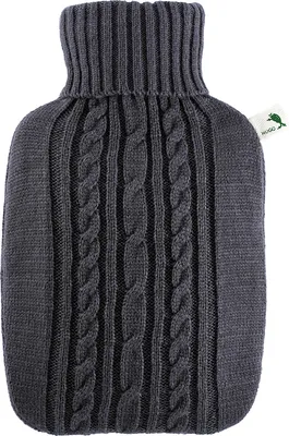 Produktbild von Hugo Frosch Wärmflasche Klassik 1,8l Strickbezug dunkelgrau, 1,8 l, Anthrazit, Thermoplast, 200 mm, 330 mm, 50 mm