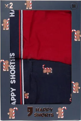 Produktbild von Happy Shorts Herren Retro Boxer 2-Pack Jersey XMAS - Gingerbread Men - Größe S