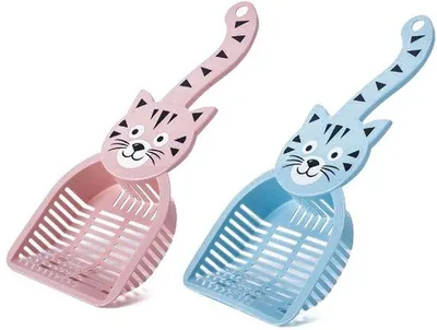 Immagine prodotto di Set di 2 palette per lettiera per gatti Unyqoos® in ABS – manico ergonomico per un comfort ottimale, leggero (35 g per pezzo) con foro per il fissaggio, per una pulizia igienica