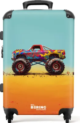 Produktbild von NoBoringSuitcases.com® Großer Koffer - Monstertruck mit Graffitidruck im Sand - Kombinationsschloss TSA - Hartschalen Trolley 4 Rollen - 72 liter - Reisekoffer - 66 cmKoffer Mittelgroß 67x43x25 cm, 72L,