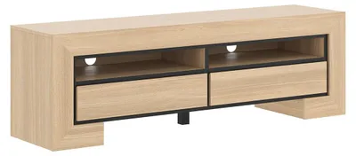 Produktbild von TV-Möbel Lucius mit 2 Schubladen, Holzoptik und Schwarz, 160cm
